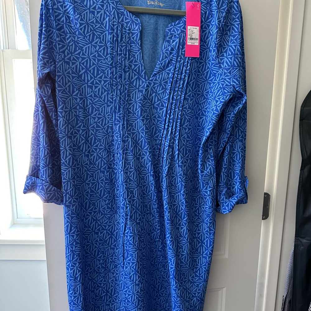 Lilly Pulitzer Fairfax 3/4 sleeve dress, blue, large
